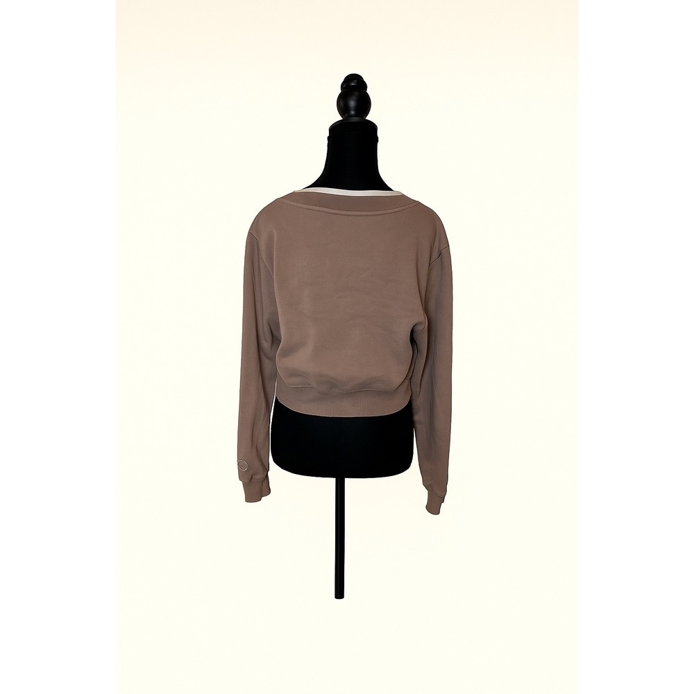Victoria's Secret PINK Cropped V Neck Sweatshirt Long Sleeve Pullover Top - Picture 2 of 4